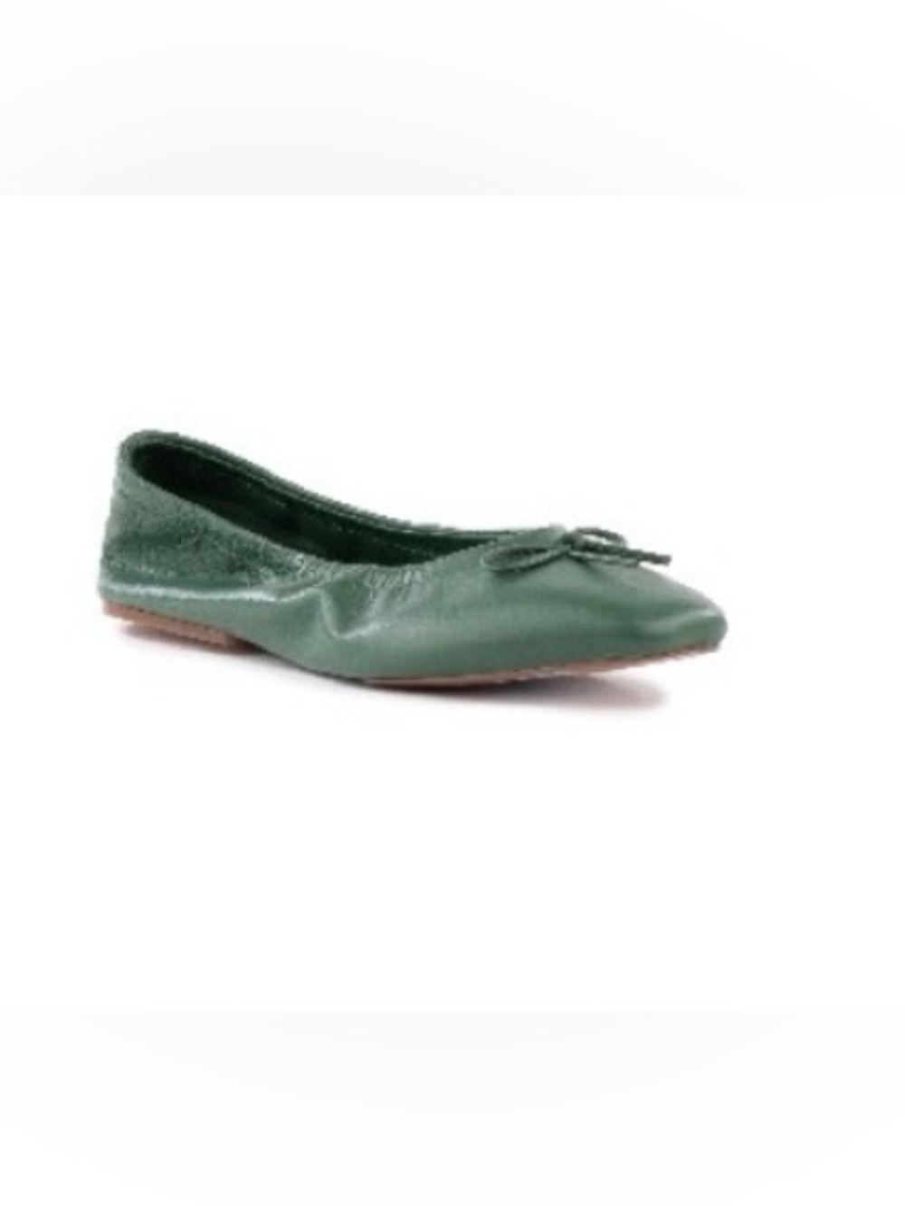 Seychelles True Green Leather Ballet Flat with Bow Accent